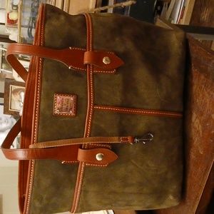 Dooney and Bourke suede tote 11"×14"×5", olive color